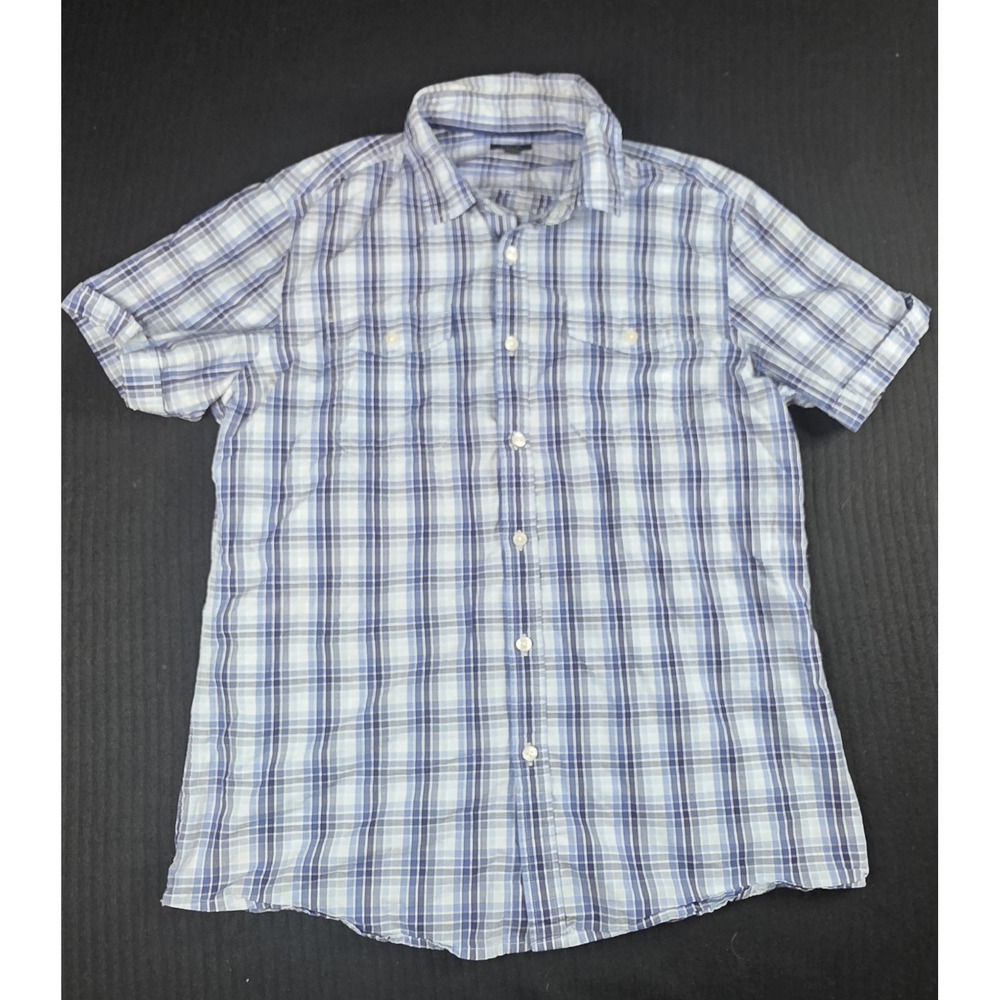 Apt 9 Men's Size M Blue Plaid Short Sleeve Button Down Shirt Casual Summer... - Picture 1 of 9